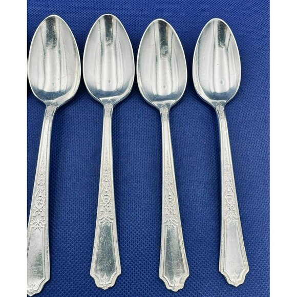 Set of 8 1847 Rogers Bros ANCESTRAL 6" Teaspoons Silver Plate - Picture 3 of 8